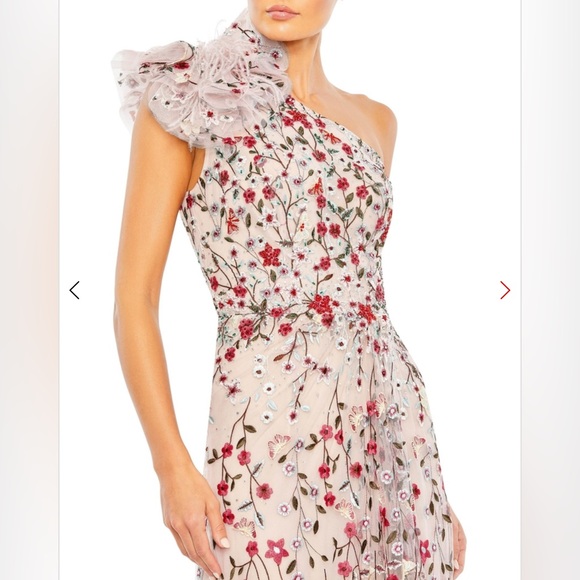 One shoulder floral A-line gown - Picture 3 of 3